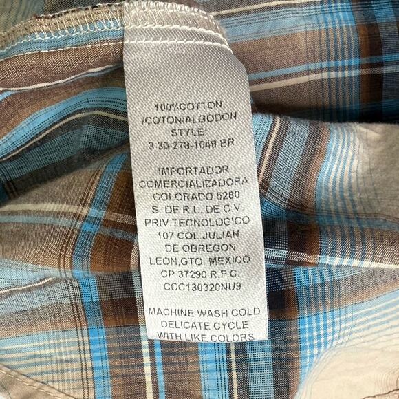 Roper Western Long Sleeve Pearl Snap Button Down Shirt SZ Youth XL (16-18) Brown - Picture 7 of 8